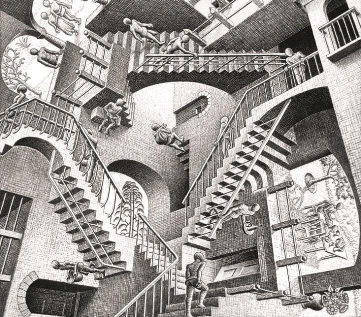 ilusões-de-ótica-Maurits-Cornelius-Escher-escada-de-penrose